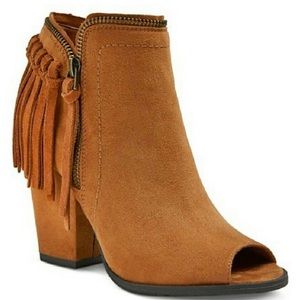 Dolce Vita peep toe booties with fringe